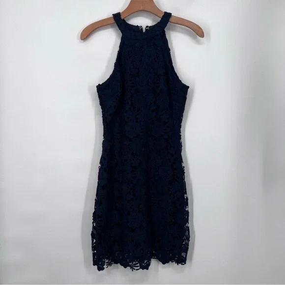 Lulu’s Love Poem Navy Blue Lace Mini Dress - Picture 2 of 5